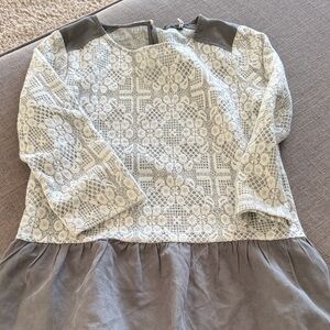 THML Lace Overlay Gray Blouse